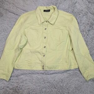 Tribal Jacket Womens 16 Green Denim Button Up Comfort‎ Casual Pockets